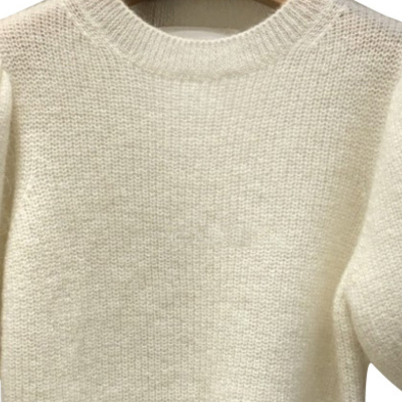 OCEANLOVE Ženski džemperi s puf rukavima Jednobojni Proljeće Jesen Jednostavni slatki puloveri Korejska moda Vintage Basics Sueter Mujer