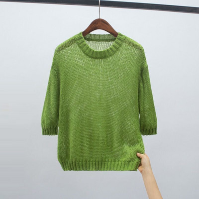 Άνοιξη Φθινόπωρο Καλοκαίρι Μονόχρωμο Πλεκτό πουλόβερ Γυναικείο Μπλουζάκι με λαιμόκοψη Γυναικείο μπλουζάκι με κοντό μανίκι πουλόβερ Γυναικεία μπλουζάκια