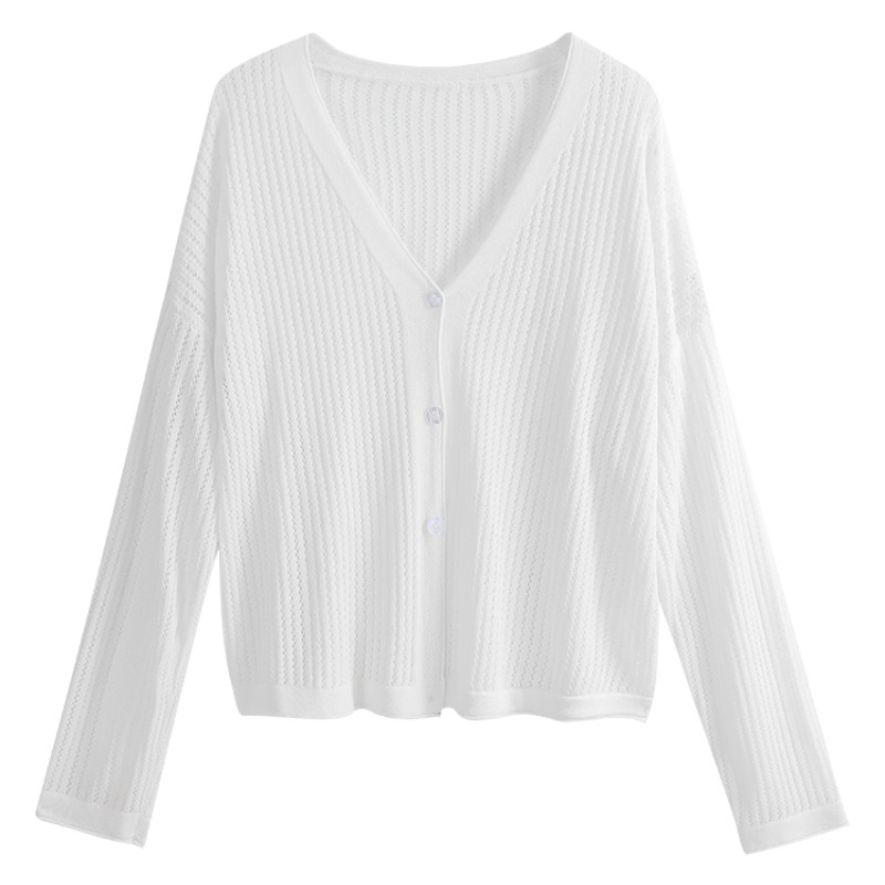 Kardigan Ženski tanki pleteni džemper otporan na sunce Izdubljeni ulični pulover Slobodno vrijeme Jesen Ins Moda Jednobojni Dnevni Elegantan Opušten Jednostavan