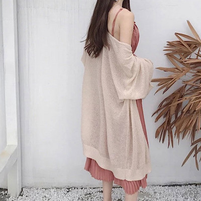 Naiste kardigan suvine päikesekindel õõnes, õhuke pehme, hingav elegantne pühadeaegne minimalistlik naiste mood Ulzzang uued sisestused