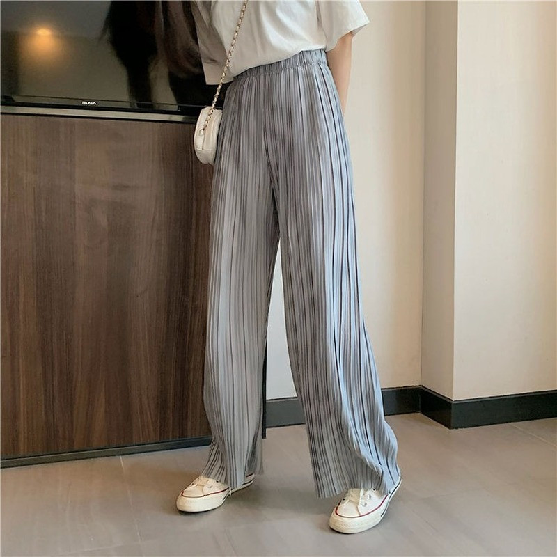 Ženske preklopne ležerne hlače Prozračne, mekane, jednobojne, široke, dnevne svestrane hlače za brisanje, ženske ulične hlače S-3XL Trendy Ulzzang Hot