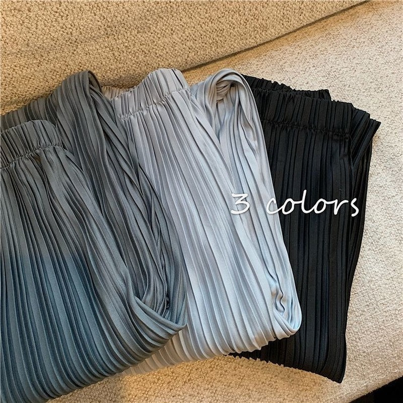 Ženske preklopne ležerne hlače Prozračne, mekane, jednobojne, široke, dnevne svestrane hlače za brisanje, ženske ulične hlače S-3XL Trendy Ulzzang Hot