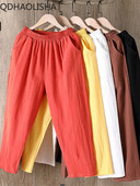 Naiste säärepikkused püksid õhuke puuvill Korea mood kõrge vöökohaga Haren püksid elastsed vöökohad püksid tänavarõivad naiste riided