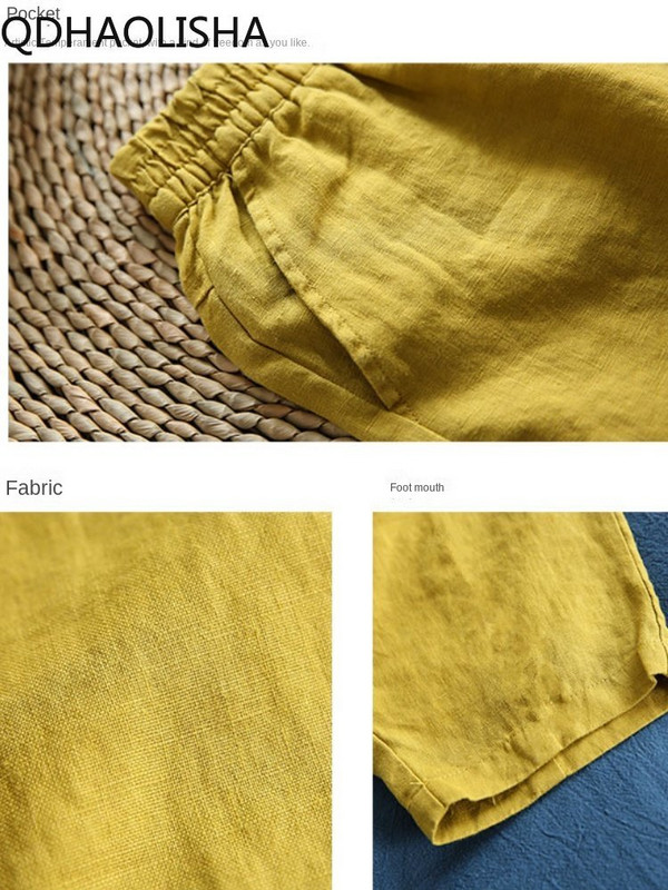 Naiste säärepikkused püksid õhuke puuvill Korea mood kõrge vöökohaga Haren püksid elastsed vöökohad püksid tänavarõivad naiste riided