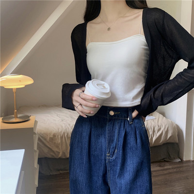 Ženski kratki kardigan otporan na sunce, uski, tanki, ljetni, u 5 boja, slatko, nježno pletivo, nova kombinacija, moderan korejski dugih rukava