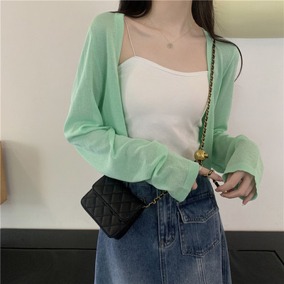 Ženski kratki kardigan otporan na sunce, uski, tanki, ljetni, u 5 boja, slatko, nježno pletivo, nova kombinacija, moderan korejski dugih rukava