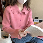 Temper Peter Pan Ovratnik Slatki kawaii džemper Kardigan Ženski japanski stil Jesenska elegantna moda Retro Elegantni studentski Sveobuhvatni