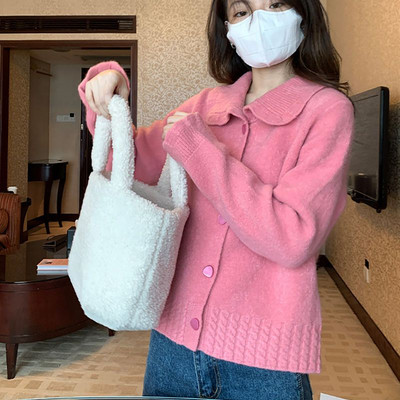 Temper Peter Pan Ovratnik Slatki kawaii džemper Kardigan Ženski japanski stil Jesenska elegantna moda Retro Elegantni studentski Sveobuhvatni