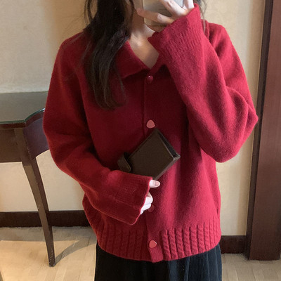 Temper Peter Pan Ovratnik Slatki kawaii džemper Kardigan Ženski japanski stil Jesenska elegantna moda Retro Elegantni studentski Sveobuhvatni