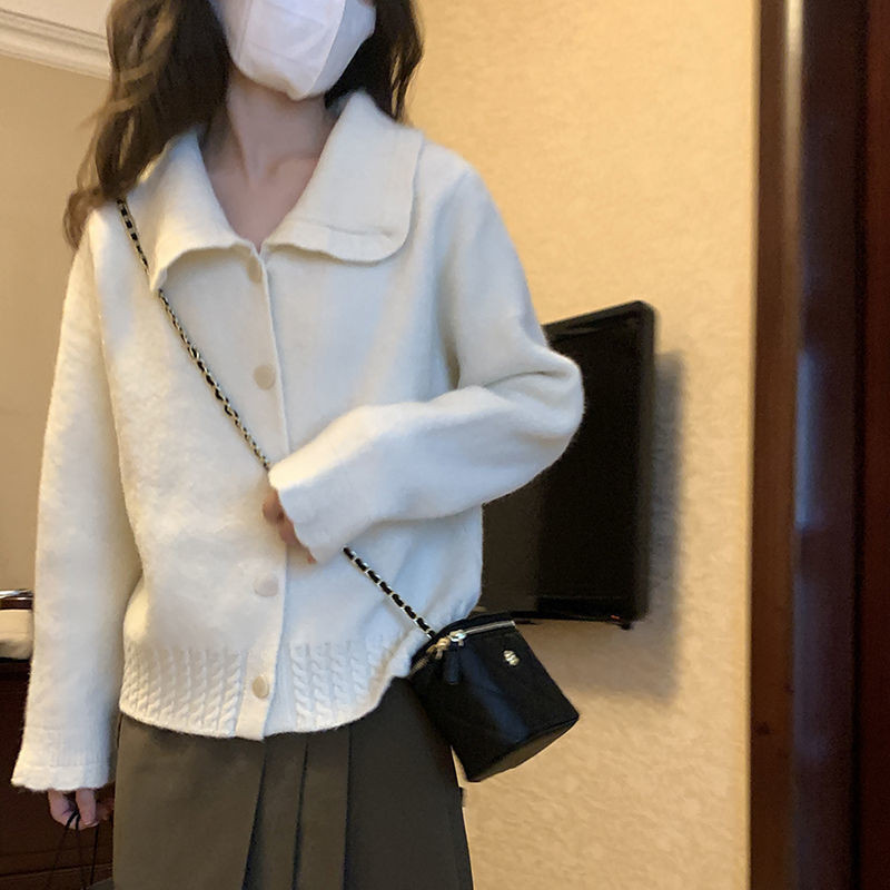 Temper Peter Pan Ovratnik Slatki kawaii džemper Kardigan Ženski japanski stil Jesenska elegantna moda Retro Elegantni studentski Sveobuhvatni