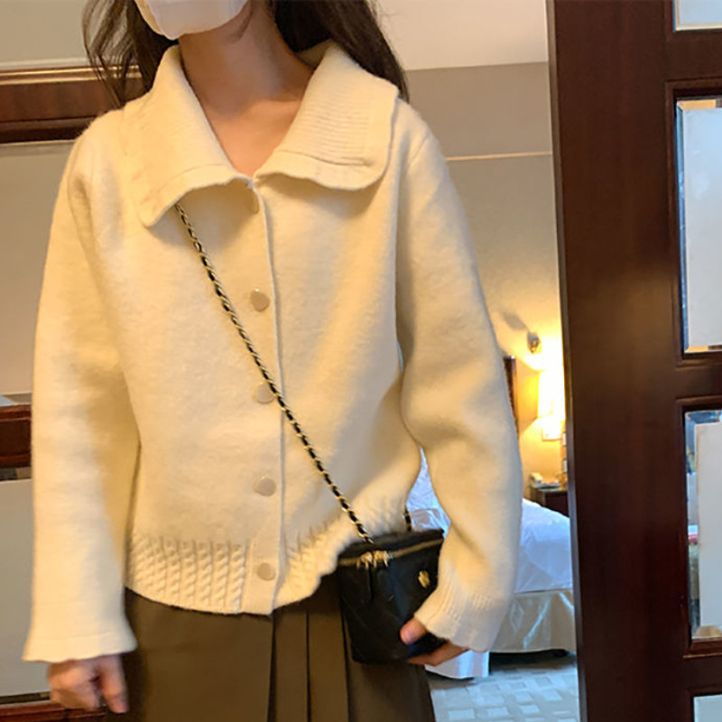 Temper Peter Pan Ovratnik Slatki kawaii džemper Kardigan Ženski japanski stil Jesenska elegantna moda Retro Elegantni studentski Sveobuhvatni