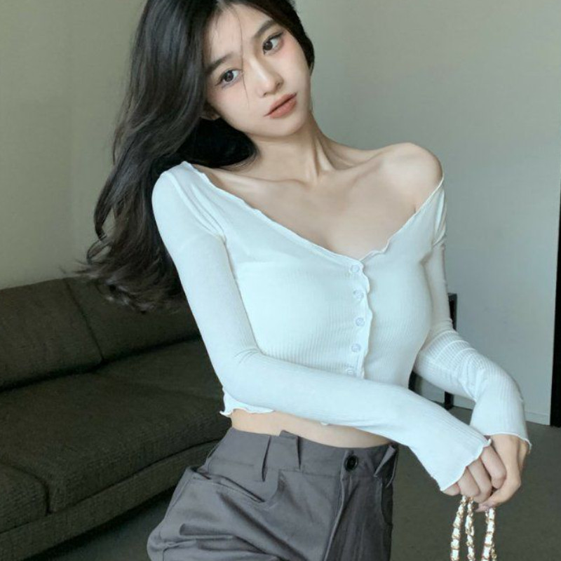 Pleteni kardigan Ženski Hotsweet Crop Slim Ulzzang Soft Tender Ležerna proljetna moda V-izrez Ulična odjeća za djevojke