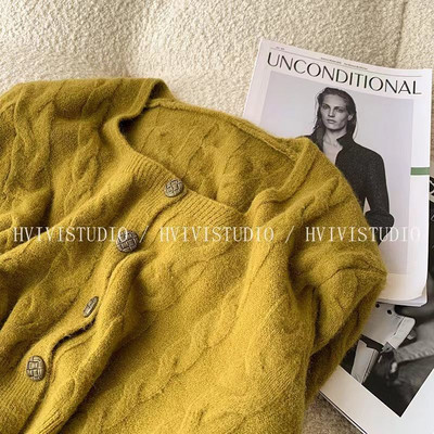 Kardigani Ženski Vintage jednobojni pleteni džemperi Zima Jesen Novi dolasci Chic Studenti Elegantna ženska moda Tanak korejski stil