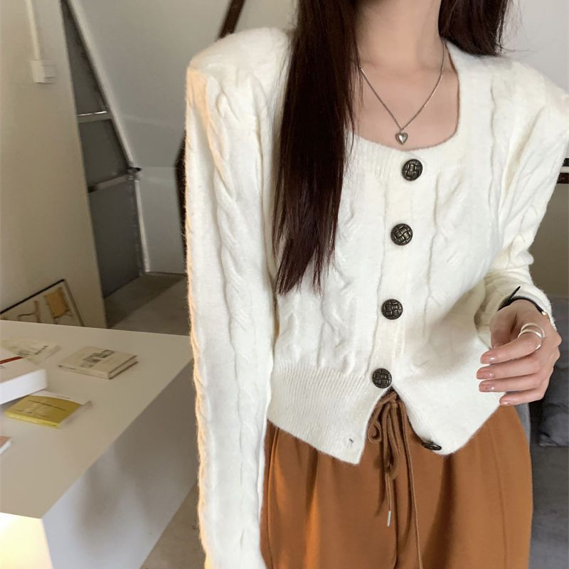 Kardigani Ženski Vintage jednobojni pleteni džemperi Zima Jesen Novi dolasci Chic Studenti Elegantna ženska moda Tanak korejski stil