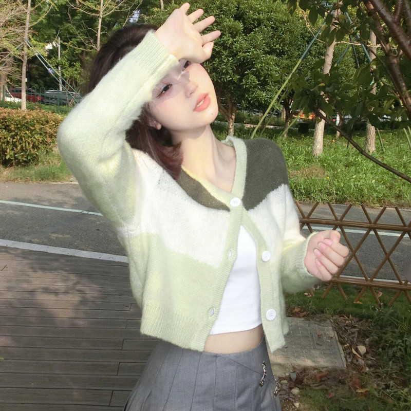 Moteriškas megztinis japoniškas senovinis kratinys, švelnus megztinis Naujas rudeninis apkarpytas laisvas, ilgomis rankovėmis trikotažo drabužiai Mujer