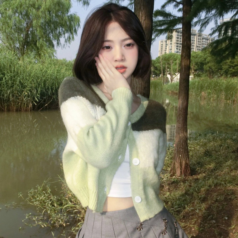 Moteriškas megztinis japoniškas senovinis kratinys, švelnus megztinis Naujas rudeninis apkarpytas laisvas, ilgomis rankovėmis trikotažo drabužiai Mujer