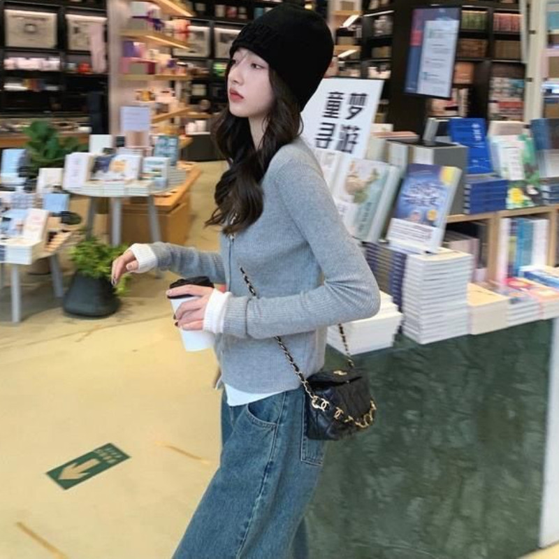 Lažni dvodijelni kardigan Ženski obloženi patchwork Personality Tanak seksi slatki proljetni dizajn Jednostavan džemper Ulzzang Chic Ženski