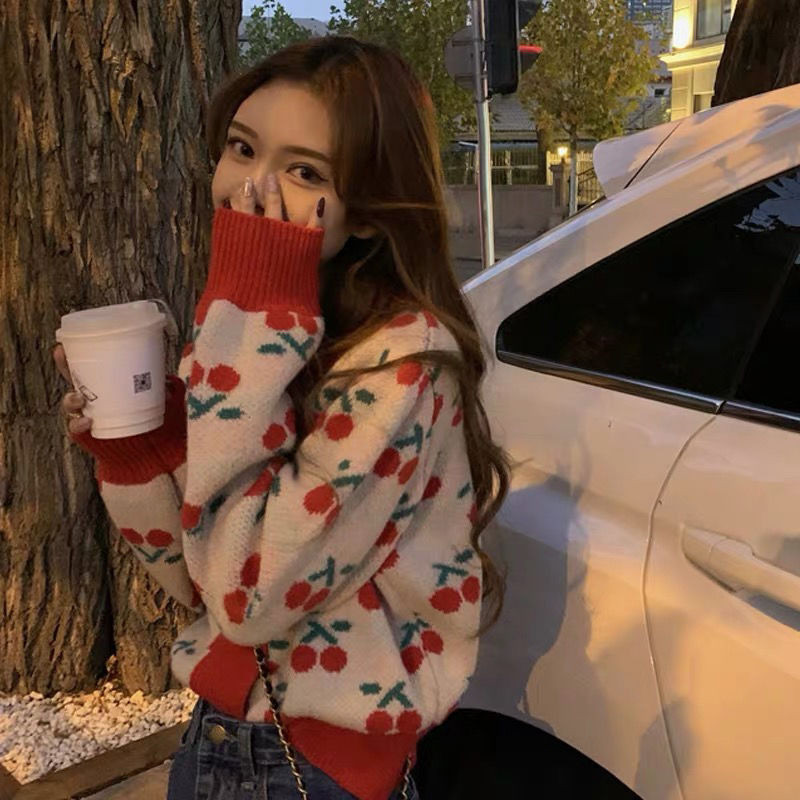 Džemperi Ženski print dugih rukava s V-izrezom Slatki, udobni ženski kardigan Pletena odjeća Ležerna višeslojna topla studentska jesenski šik