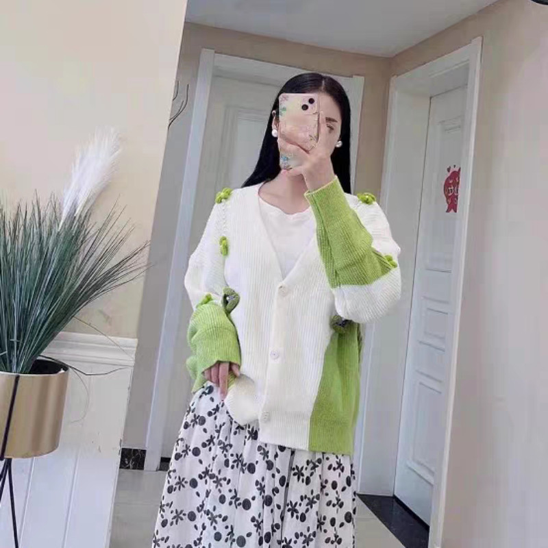 Ženski kardigan za pletenje, jednoredno kopčanje, slatki V-izrez, udoban, nježan, sveobuhvatan, slobodno vrijeme, šik, korejski stil, dame, jesen, udoban