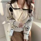 Kardigan Ženski jesenski starinski cvjetni ženski studentski koledž Jednostavan džemper za slobodno vrijeme Ulična odjeća Lagana meka Harajuku Mujer odjeća