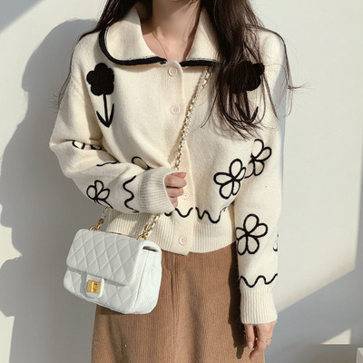 Kardigan Ženski jesenski starinski cvjetni ženski studentski koledž Jednostavan džemper za slobodno vrijeme Ulična odjeća Lagana meka Harajuku Mujer odjeća