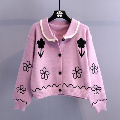 Kardigan Ženski jesenski starinski cvjetni ženski studentski koledž Jednostavan džemper za slobodno vrijeme Ulična odjeća Lagana meka Harajuku Mujer odjeća