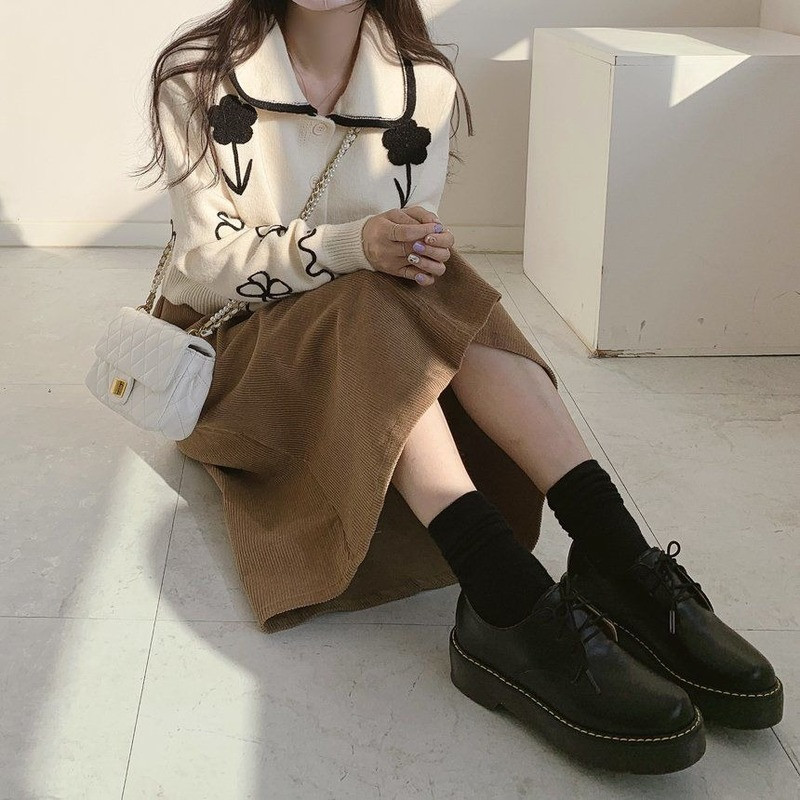 Kardigan Ženski jesenski starinski cvjetni ženski studentski koledž Jednostavan džemper za slobodno vrijeme Ulična odjeća Lagana meka Harajuku Mujer odjeća