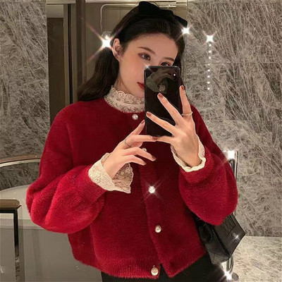 Γυναικεία ζακέτα, μασίφ πλεκτά ρετρό, δημοφιλή κορεατικά πουλόβερ πουλόβερ, νεότερα καθημερινά, όλα τα ματς με χαλαρό λαιμόκοψη vintage απαλό φθινόπωρο
