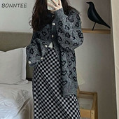 Kardigan Ženska ulična odjeća u korejskom stilu Elegantna estetska pletena odjeća za sve vrste širokih krojeva Ležerna starinska odjeća za studente Jesenske nove dame