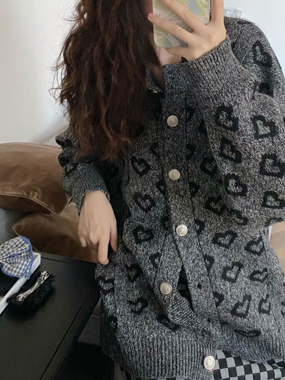 Kardigan Ženska ulična odjeća u korejskom stilu Elegantna estetska pletena odjeća za sve vrste širokih krojeva Ležerna starinska odjeća za studente Jesenske nove dame