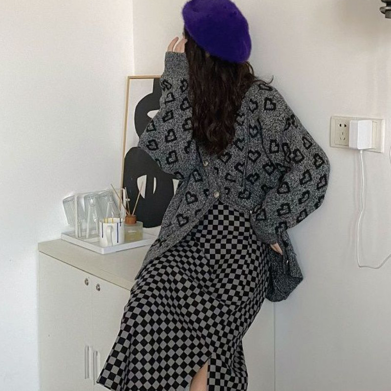 Kardigan Ženska ulična odjeća u korejskom stilu Elegantna estetska pletena odjeća za sve vrste širokih krojeva Ležerna starinska odjeća za studente Jesenske nove dame