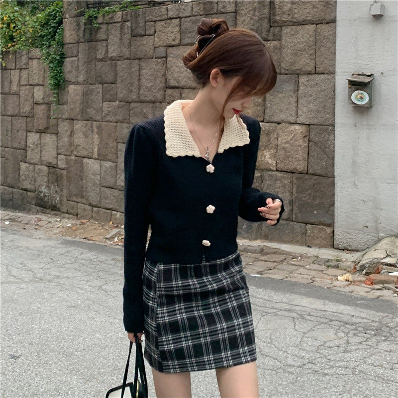 Cropped Cardigan Γυναικεία επένδυση Γλυκό κομψό κολεγιακό φθινόπωρο Ulzzang All-match Feminino Cozy Vintage, τρυφερό Skinny πουλόβερ