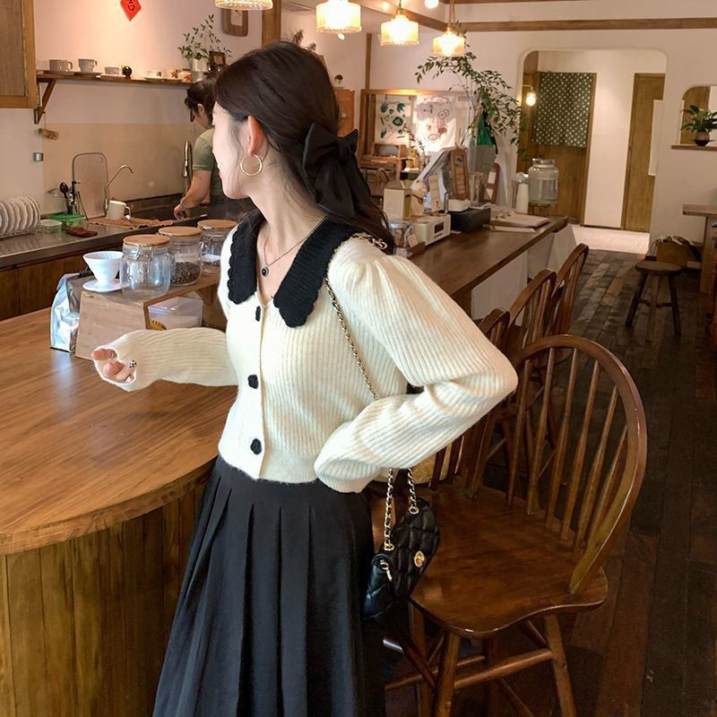 Cropped Cardigan Γυναικεία επένδυση Γλυκό κομψό κολεγιακό φθινόπωρο Ulzzang All-match Feminino Cozy Vintage, τρυφερό Skinny πουλόβερ