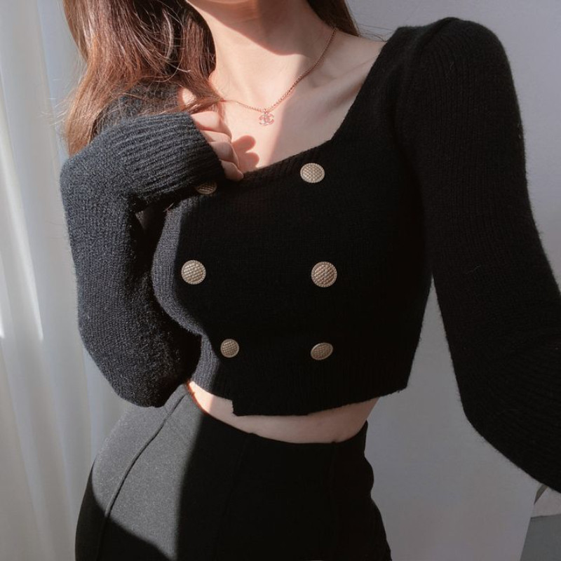 Ženski kardigan, retro moda, novi dolazak, rano proljeće, s dvostrukim kopčanjem, četvrtastim izrezom, uski, jednobojni, popularni, elegantni, jednostavni, ženski ins.