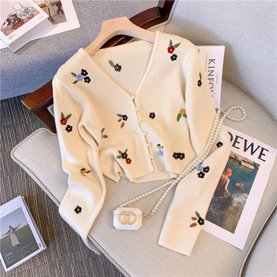 Pleteni kardigan s V-izrezom i dugim rukavima Novi ženski proljetni i ljetni kaput Kratki modni svestrani vrhunski trend