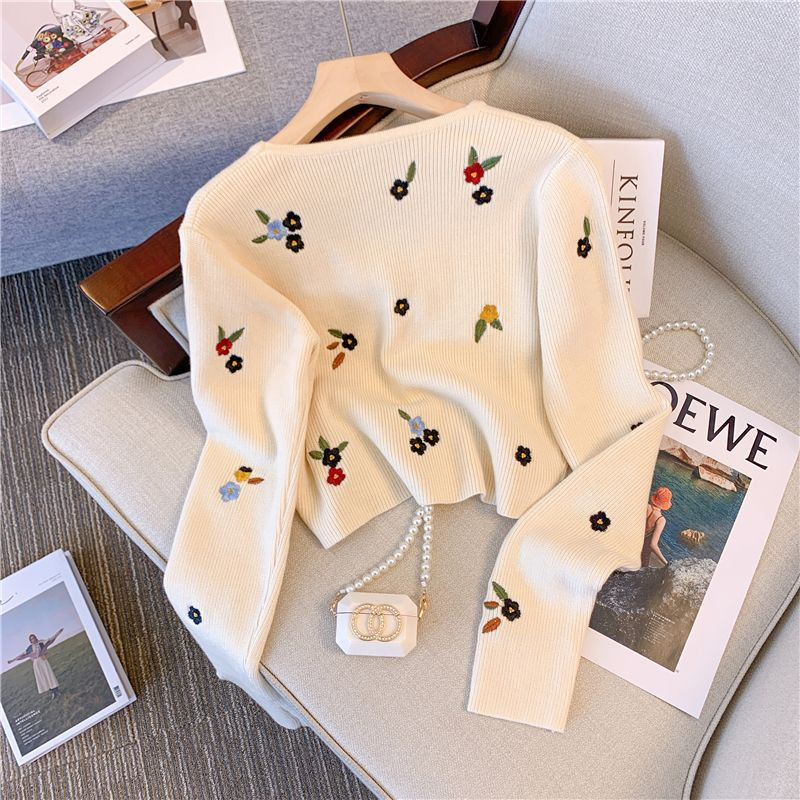 Pleteni kardigan s V-izrezom i dugim rukavima Novi ženski proljetni i ljetni kaput Kratki modni svestrani vrhunski trend