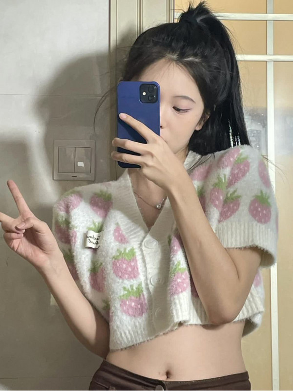 Ženski kardigan široki, sveobuhvatan, jednostavan, ležeran, popularan, slatki, s V-izrezom, jednoredno kopčanje, nježne ljetne studente, vruća rasprodaja u korejskom stilu