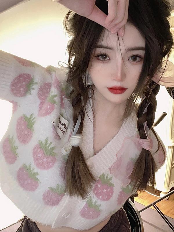 Ženski kardigan široki, sveobuhvatan, jednostavan, ležeran, popularan, slatki, s V-izrezom, jednoredno kopčanje, nježne ljetne studente, vruća rasprodaja u korejskom stilu