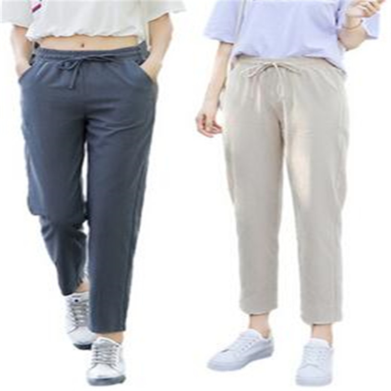 Ženske hlače proljeće ljeto Pamučno platno Jednobojni elastični struk Candy Boje Harem hlače Meke visoke kvalitete za ženske dame S-XXL