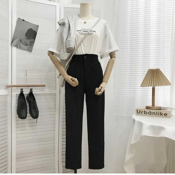 Μόδα ελαστικό ψηλόμεσο γυναικείο παντελόνι 2023 Άνοιξη casual χαλαρό μαύρο παντελόνι γυναικείο κοστούμι με εννέα πόντους Παντελόνι Streetwear