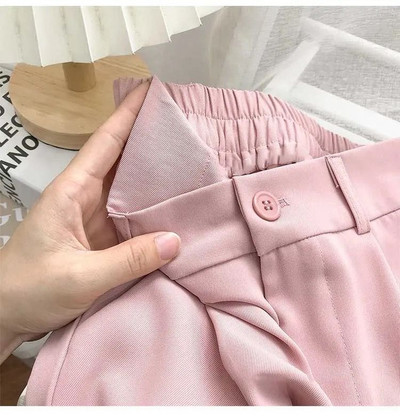 Μόδα ελαστικό ψηλόμεσο γυναικείο παντελόνι 2023 Άνοιξη casual χαλαρό μαύρο παντελόνι γυναικείο κοστούμι με εννέα πόντους Παντελόνι Streetwear