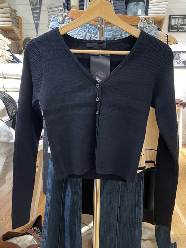 Vintage soliidsed kootud kardiganid naiste vabaaja kevade V kaelusega pikkade varrukatega puuvillane kampsun Naiste magus šikk õhuke Y2k topid 2023