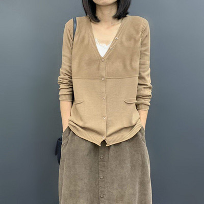 Μακριά πουλόβερ V Μπλουζάκια με λαιμόκοψη Πουλόβερ Κασμίρ Ζακέτες Γυναικεία Y2k Vintage Καφέ Πλεκτή Ζακέτα με κροσέ για γυναίκες 2023 Trend Black