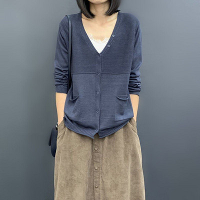 Μακριά πουλόβερ V Μπλουζάκια με λαιμόκοψη Πουλόβερ Κασμίρ Ζακέτες Γυναικεία Y2k Vintage Καφέ Πλεκτή Ζακέτα με κροσέ για γυναίκες 2023 Trend Black
