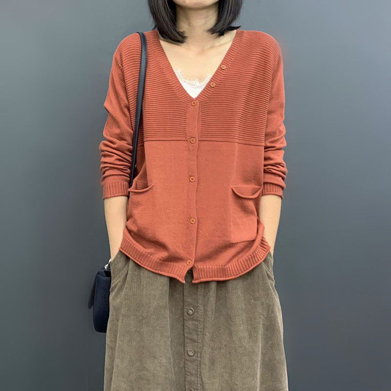 Μακριά πουλόβερ V Μπλουζάκια με λαιμόκοψη Πουλόβερ Κασμίρ Ζακέτες Γυναικεία Y2k Vintage Καφέ Πλεκτή Ζακέτα με κροσέ για γυναίκες 2023 Trend Black
