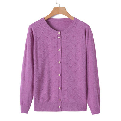 Novi 2023. Pleteni ženski džemper Kardigan Kaput Sredovječne veste za starije majke Jesenska ležerna jakna Gornja odjeća Ženske majice W205