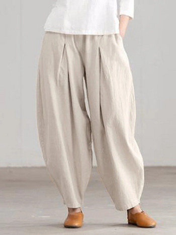 Γυναικείο βαμβακερό λινό παντελόνι Harem Plus Size 5XL Summer Cool Casual Παντελόνι Harajuku Φυσικό Χρώμα Sarouel