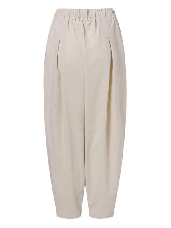 Naiste puuvillased linased haaremipüksid suures suuruses 5XL suvelahedad vabaaja püksid Harajuku naturaalset värvi Sarouel