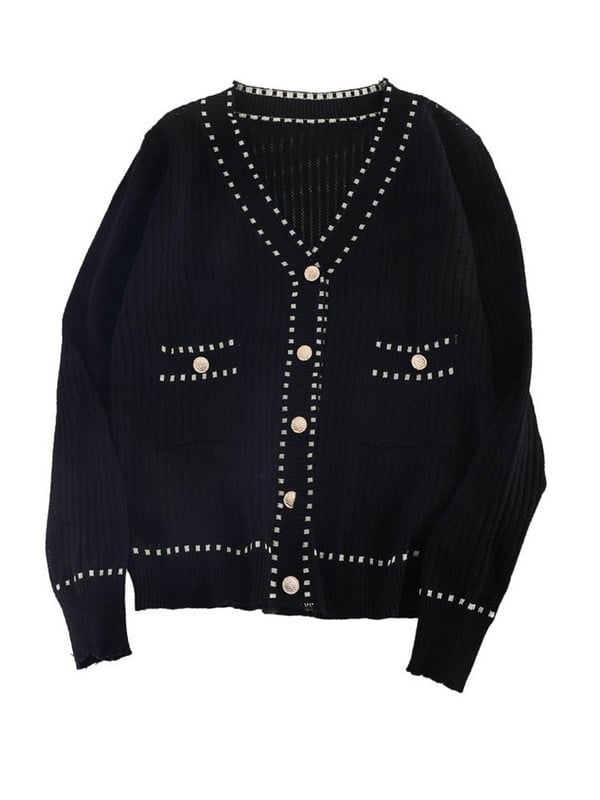 Proljetno-jesenski ženski kardigan Novi jednoredni prošiveni kardigan korejskog stila Labavi i tanki pleteni ženski džemper kaput LL295