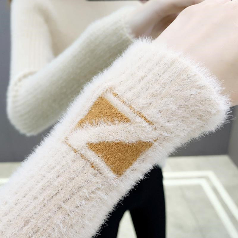 2022. Zimski elegantni šik slatki modni jacquard uski visoki ovratnik, mekani osnovni pleteni pulover za žene, ležerni pulover, gornji džemper